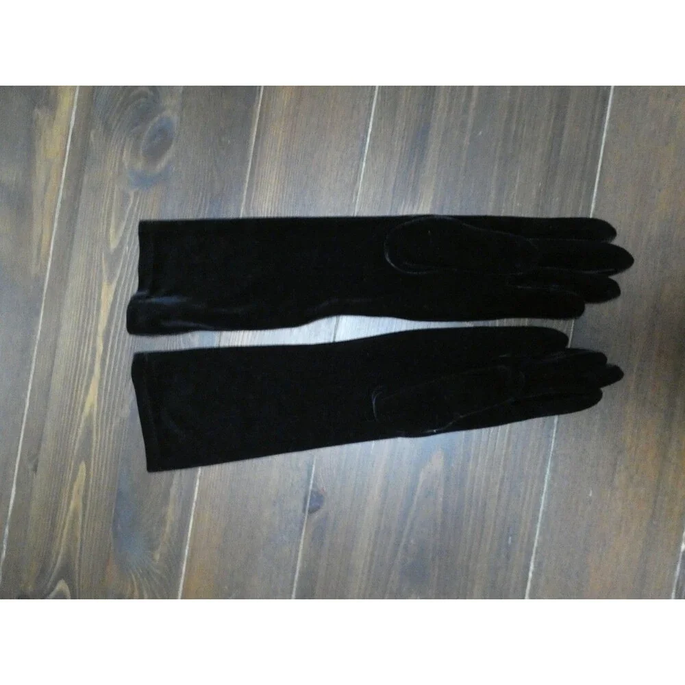 Fownes Women's One Size Black Velvet Long Gloves Elbow Stretch Soft